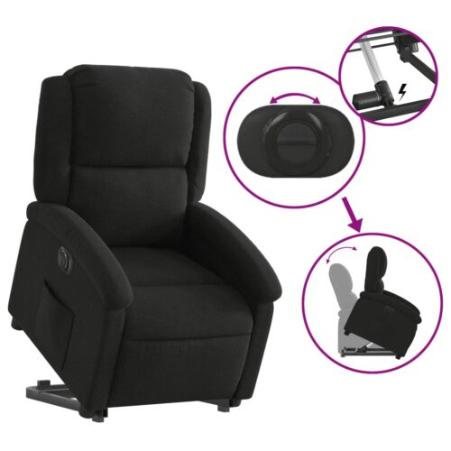 Electric Stand up Recliner Chair Black Fabric - Image 5