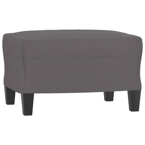 3-Seater Sofa Ottoman Set Lounge Couch Futon Foot Stool Faux Leather Grey 180cm - Image 4