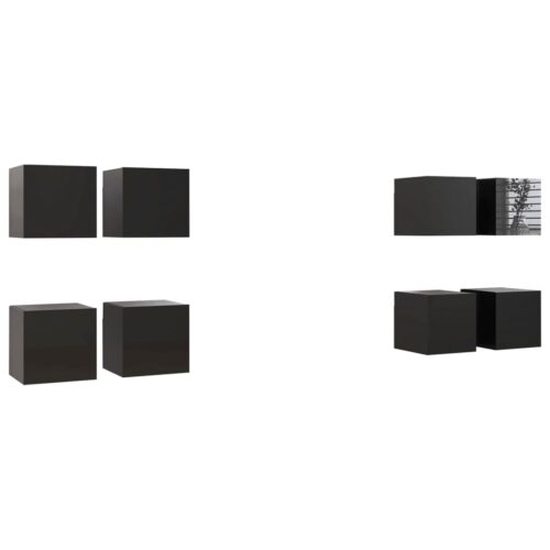 Wall Mounted TV Cabinets 8pcs High Gloss Black 30.5x30x30cm - Image 2