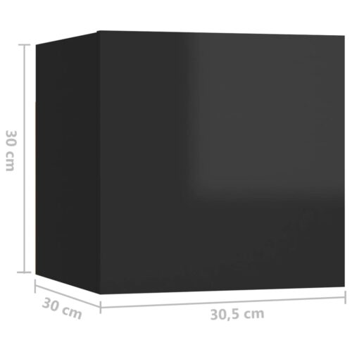 Wall Mounted TV Cabinets 8pcs High Gloss Black 30.5x30x30cm - Image 5