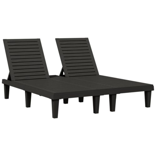 Double Sun Lounger Black 155x138x83cm Polypropylene