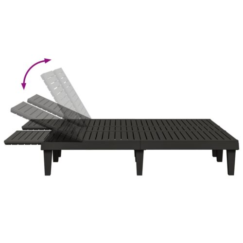 Double Sun Lounger Black 155x138x83cm Polypropylene - Image 7