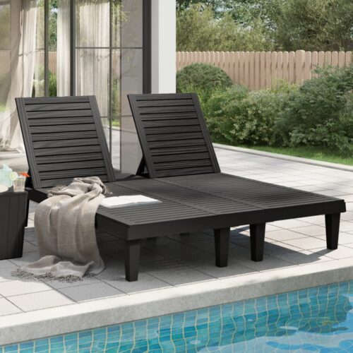 Double Sun Lounger Black 155x138x83cm Polypropylene - Image 2