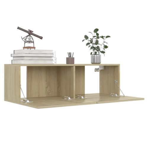 4-Piece Set Wooden TV Cabinet Entertainment Unit Stand Storage Shelf Table Oak - Image 4
