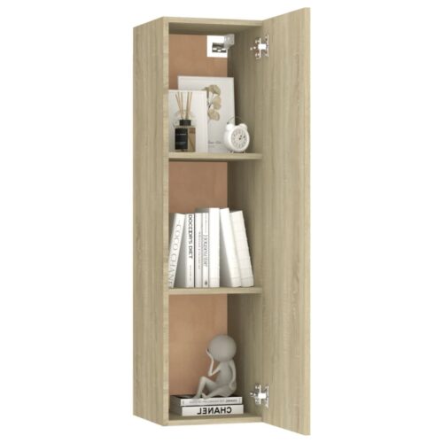 4-Piece Set Wooden TV Cabinet Entertainment Unit Stand Storage Shelf Table Oak - Image 5