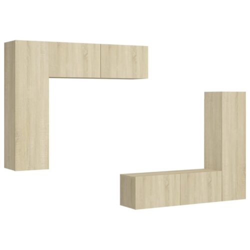 4-Piece Set Wooden TV Cabinet Entertainment Unit Stand Storage Shelf Table Oak - Image 2
