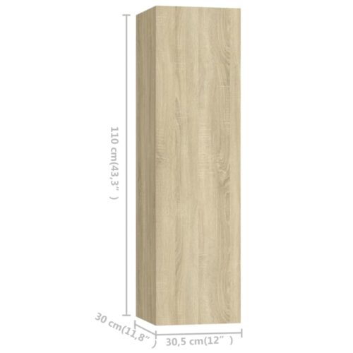 4-Piece Set Wooden TV Cabinet Entertainment Unit Stand Storage Shelf Table Oak - Image 7