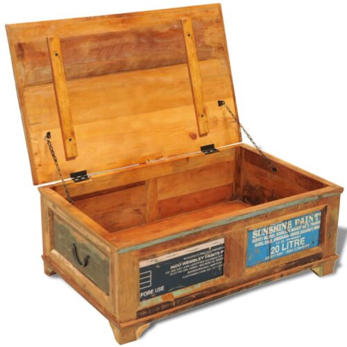 Coffee Table with Storage Vintage Reclaimed Wood - Image 10