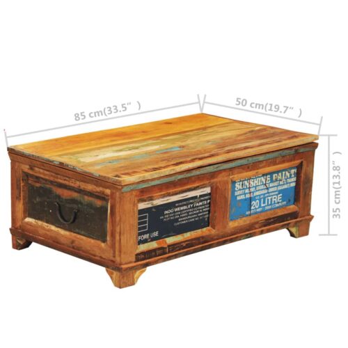 Coffee Table with Storage Vintage Reclaimed Wood - Image 11
