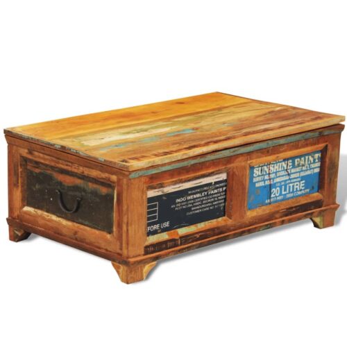 Coffee Table with Storage Vintage Reclaimed Wood - Image 12