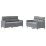 2pcs Sofa Set 4-Seater Modern Living Room Lounge Couch Futon Fabric Light Grey