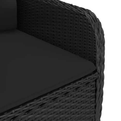 3-Piece Garden Bistro Set Poly Rattan Wicker Outdoor Patio Furniture Glass Black - Image 11
