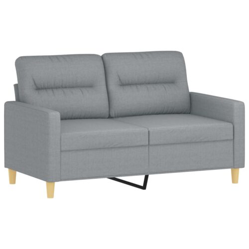 2pcs Sofa Set with Throw Cushions 4-Seater Lounge Couch Futon Fabric Light Grey - Image 3