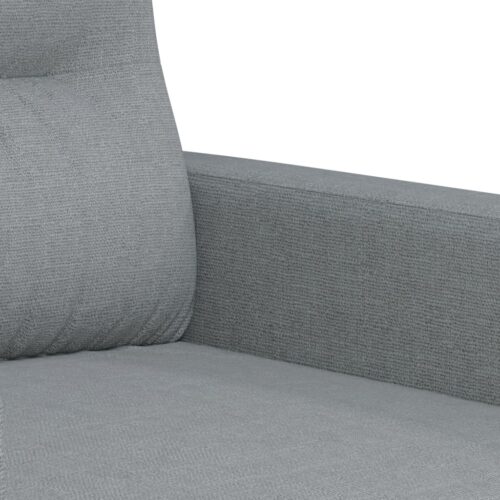 2pcs Sofa Set with Throw Cushions 4-Seater Lounge Couch Futon Fabric Light Grey - Image 5