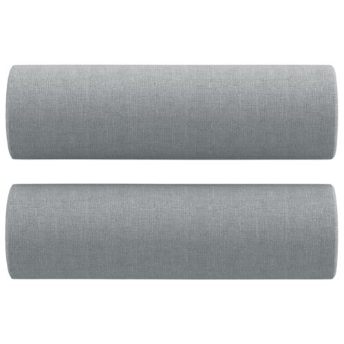 2pcs Sofa Set with Throw Cushions 4-Seater Lounge Couch Futon Fabric Light Grey - Image 6