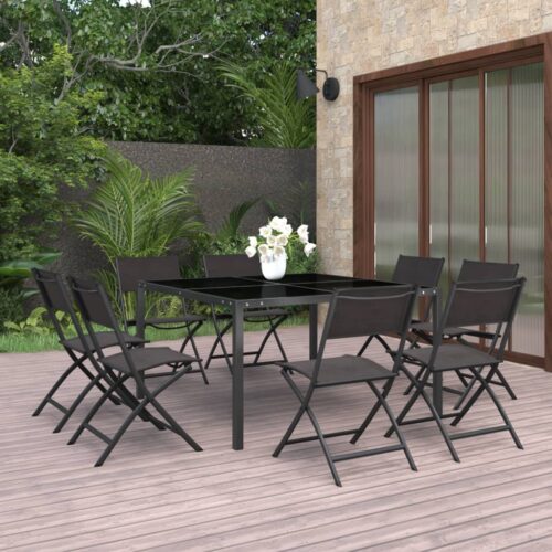 9-Piece Outdoor Dining Set Steel Outdoor Patio Lounge Furniture - Image 12