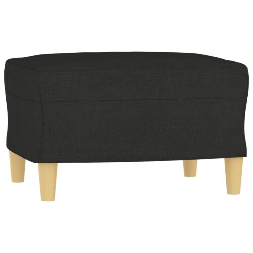 3pcs Sofa Set with Cushions Ottoman Stool 5-Seater Lounge Couch Fabric Black - Image 5