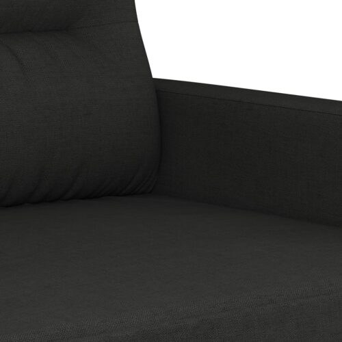 3pcs Sofa Set with Cushions Ottoman Stool 5-Seater Lounge Couch Fabric Black - Image 6