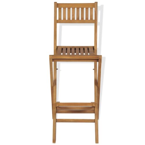 3-Piece Bistro Set with Folding Chairs Acacia Wood Timber Outdoor Patio Furniture - Image 9