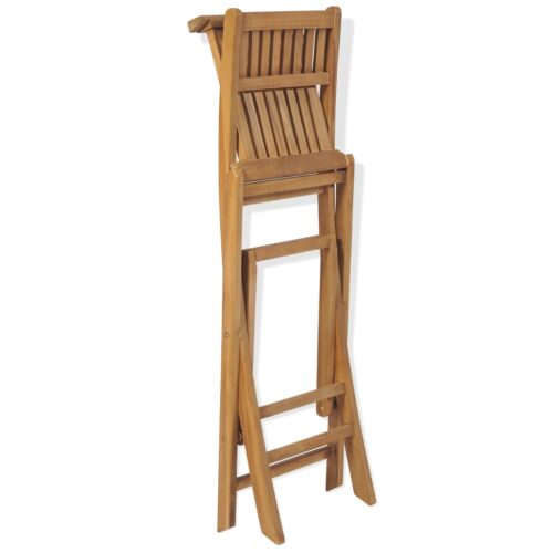 3-Piece Bistro Set with Folding Chairs Acacia Wood Timber Outdoor Patio Furniture - Image 11