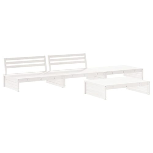4-Piece Garden Lounge Set with Cushions White Pine Wood Outdoor Patio Furniture - Image 3