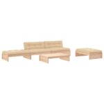 5-Piece Garden Lounge Set with Cushions Wood Timber Outdoor Patio Furniture