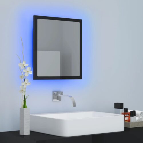 LED Bathroom Mirror High Gloss Black 40x8.5x37cm Acrylic - Image 5
