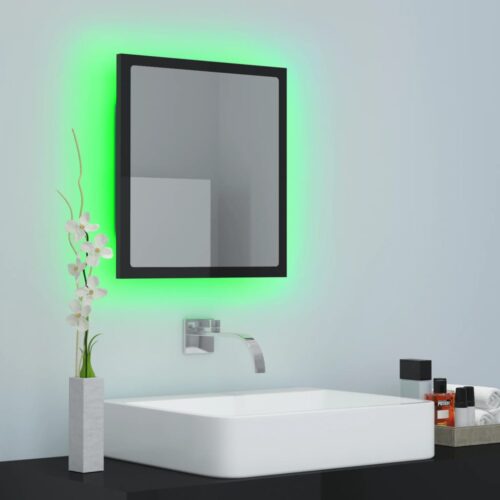 LED Bathroom Mirror High Gloss Black 40x8.5x37cm Acrylic - Image 6