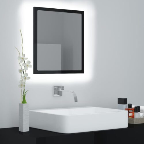 LED Bathroom Mirror High Gloss Black 40x8.5x37cm Acrylic - Image 12
