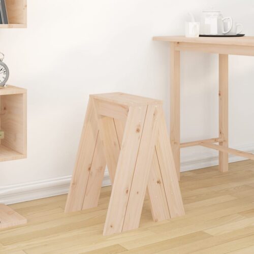 2x Untreated Rustic Pine Wood Stools Kitchen Dining Counter Barstools Chairs 40x40x60cm - Image 3