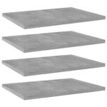 Bookshelf Boards 4pcs Concrete Grey 40x30x1.5cm Engineered Wood