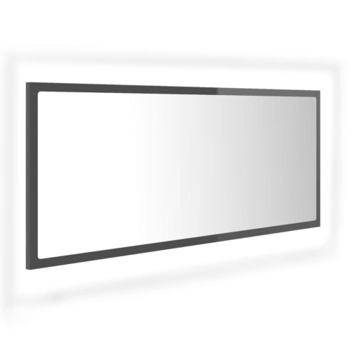 LED Bathroom Mirror High Gloss Grey 100x8.5x37cm Acrylic - Image 2