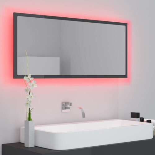 LED Bathroom Mirror High Gloss Grey 100x8.5x37cm Acrylic - Image 5