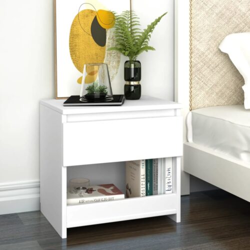 Bedside Cabinet White 40x30x39cm Engineered Wood - Image 8