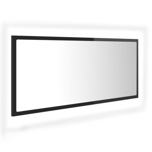 LED Bathroom Mirror High Gloss Black 100x8.5x37cm Acrylic - Image 2