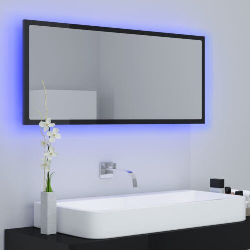LED Bathroom Mirror High Gloss Black 100x8.5x37cm Acrylic - Image 3
