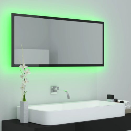 LED Bathroom Mirror High Gloss Black 100x8.5x37cm Acrylic - Image 4