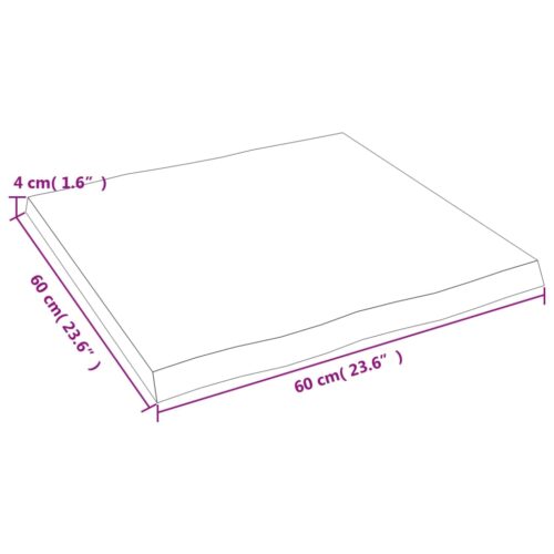 Table Top Dark Brown 60x60x(2-4)cm Treated Solid Wood DIY Desk Panel Board - Image 7