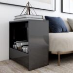 Side Table High Gloss Grey 50x26x50cm Engineered Wood