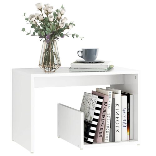 Side Table White 59x36x38cm Engineered Wood - Image 3