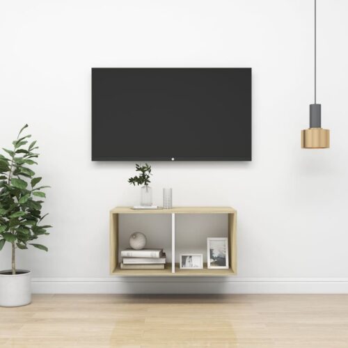 Wall-mounted TV Cabinet Sonoma Oak White 37x37x72cm Engineered Wood