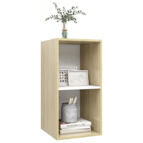 Wall-mounted TV Cabinet Sonoma Oak White 37x37x72cm Engineered Wood - Image 3