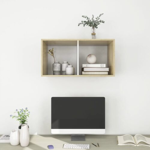 Wall-mounted TV Cabinet Sonoma Oak White 37x37x72cm Engineered Wood - Image 6