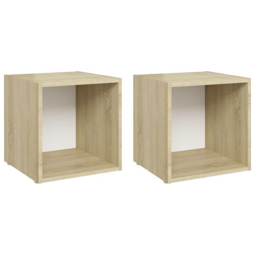 TV Cabinets 2pcs White Sonoma Oak 37x35x37cm Engineered Wood