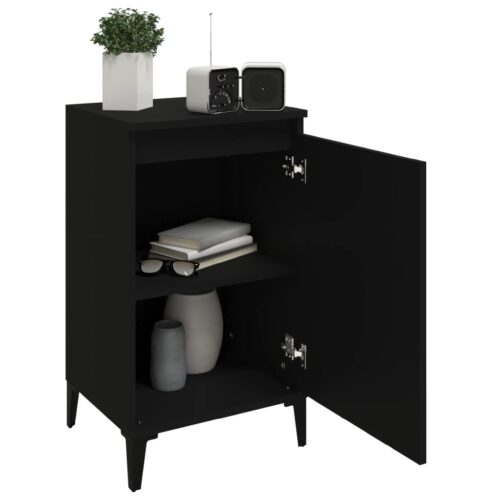 Wooden Bedside Table Drawers Storage Side Lamp Cabinet Bedroom Nightstand Black - Image 4