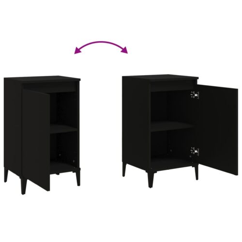 Wooden Bedside Table Drawers Storage Side Lamp Cabinet Bedroom Nightstand Black - Image 8
