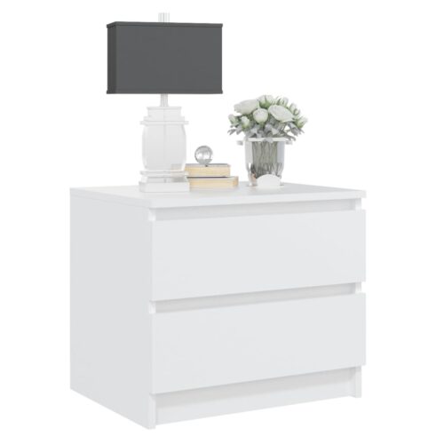 Bed Cabinet White 50x39x43.5cm Engineered Wood - Image 5