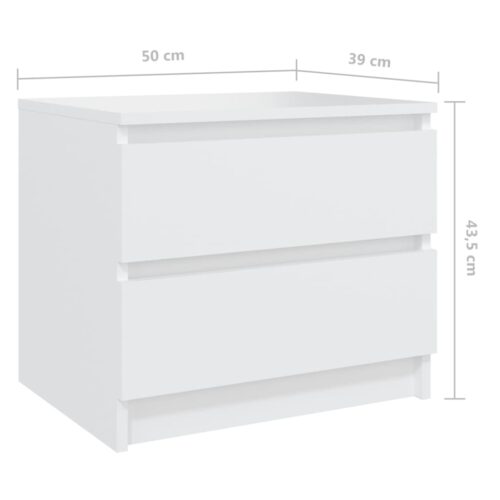 Bed Cabinet White 50x39x43.5cm Engineered Wood - Image 6