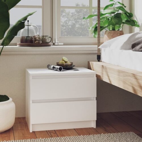 Bed Cabinet White 50x39x43.5cm Engineered Wood - Image 7