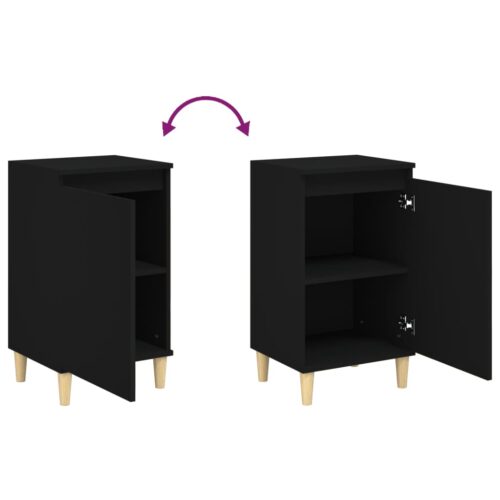 Bedside Cabinet Black 40x35x70cm Engineered Wood - Image 8